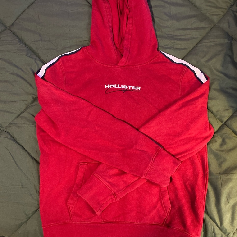 Hollister red and white hoodie